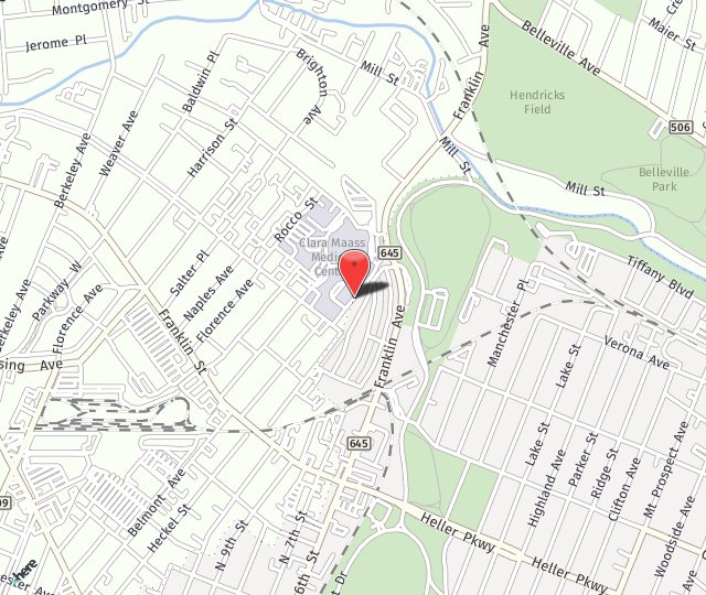 Location Map: 1 Clara Maass Dr. Belleville, NJ 07109